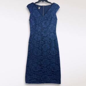 BLU-39 Lace‎ 6 Blue A-Line Fitted Sleeveless Formal Dress Lined Zip Party Fancy